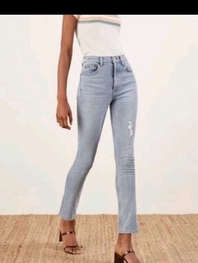 Reformation Hepburn Jeans High Rise Women's Ibiza Wash Distressed sz 28.